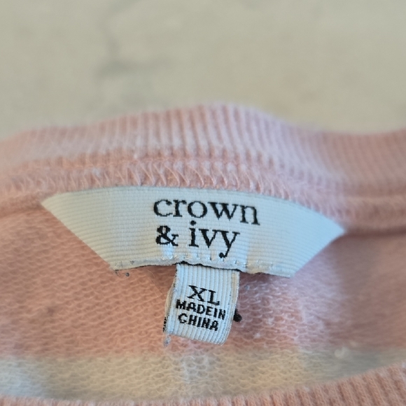 crown & ivy Pink‎ and White Striped Sweatshirt - Picture 2 of 9